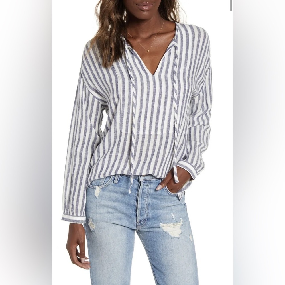 Rails Nina Blouse Blue and White Stripe Rio Stripe Size XS